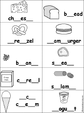 Fill in Missing Letters in Food Words