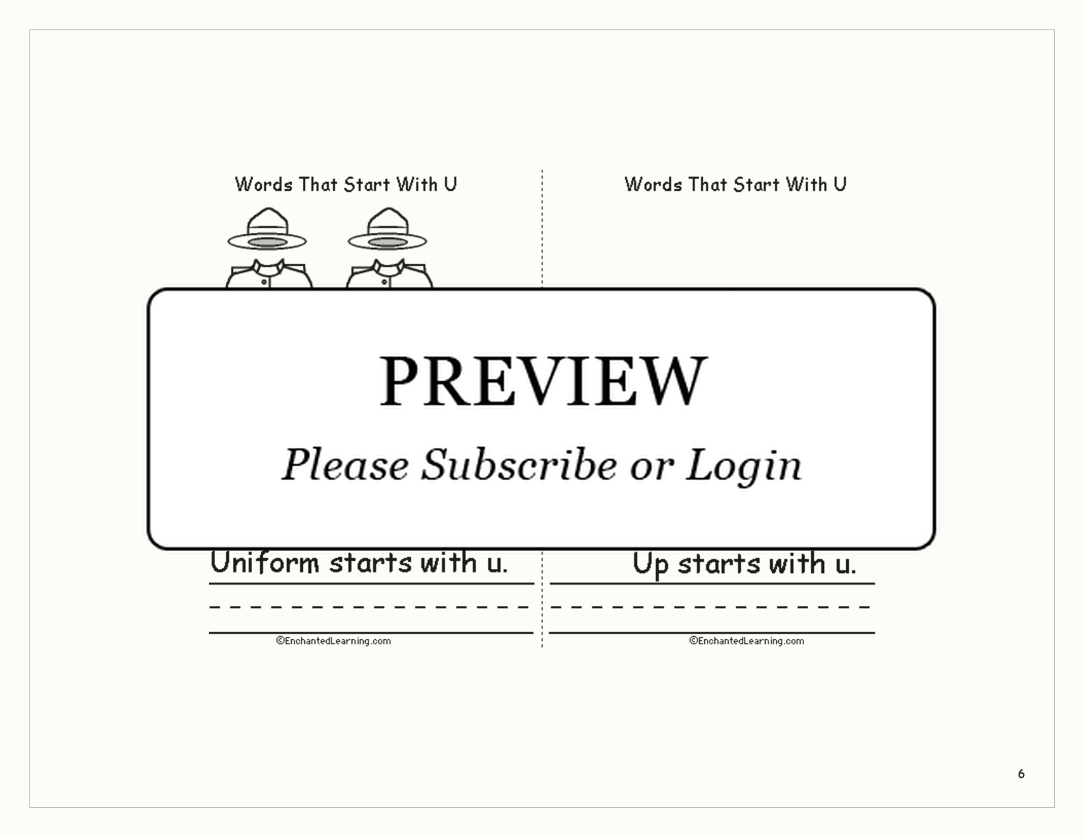 Words That Start With U: A Printable Book interactive printout page 6