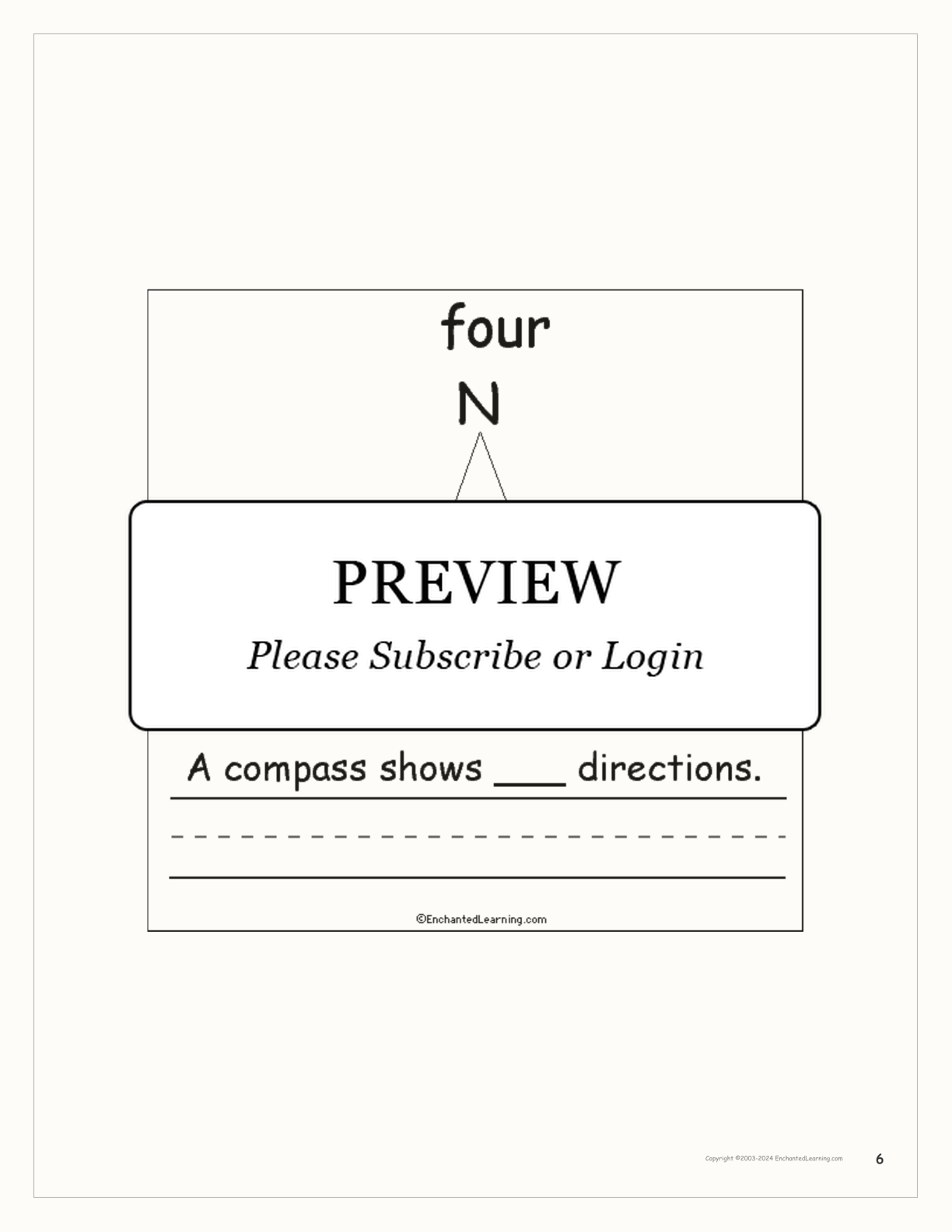 The Number Four Book, for Early Readers interactive printout page 6