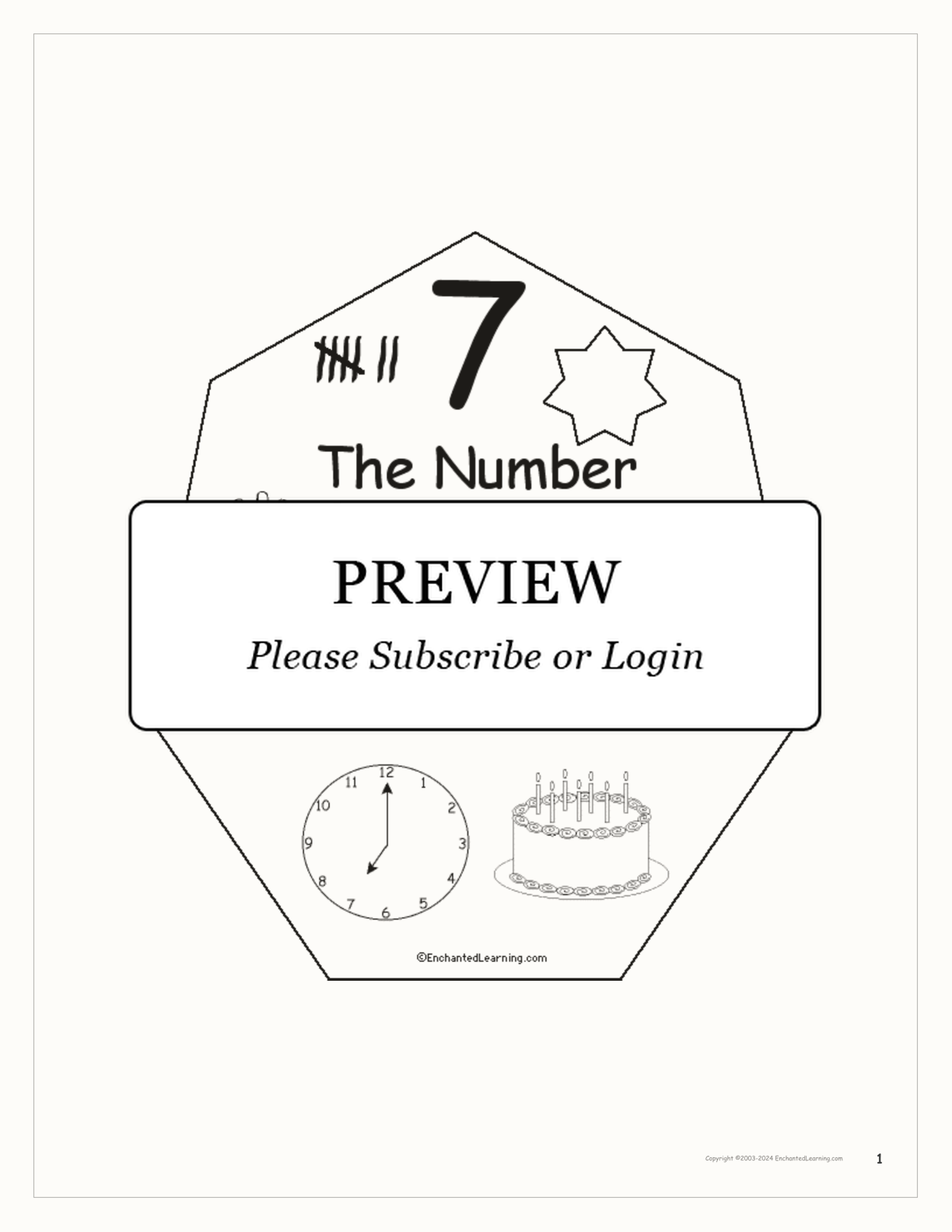 The Number Seven Book interactive printout page 1