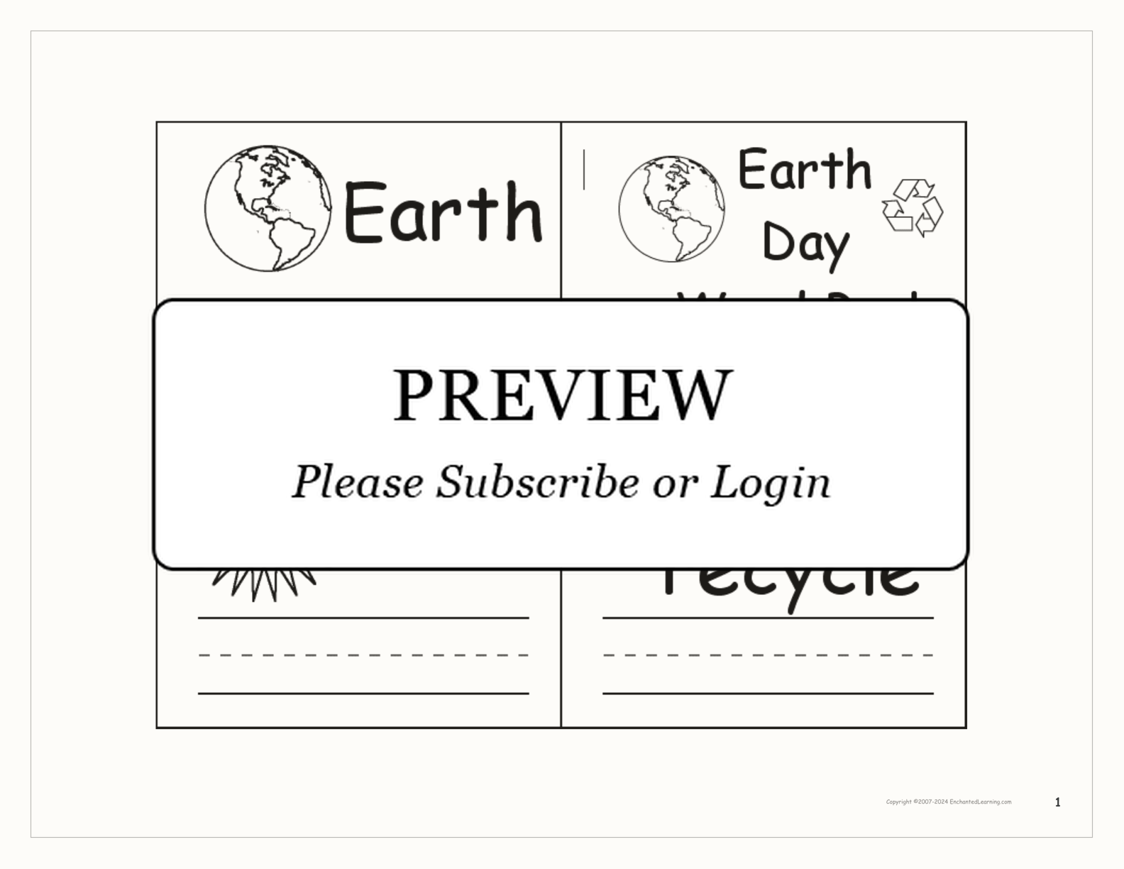 Earth Day Word Book interactive worksheet page 1
