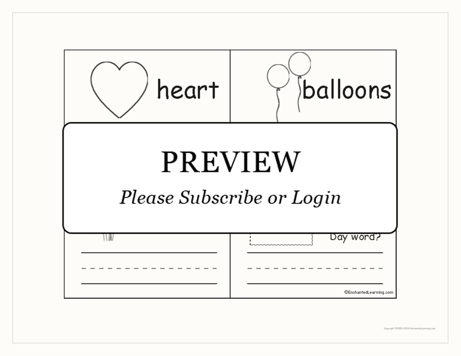 Valentine's Day Word Book interactive worksheet page 2