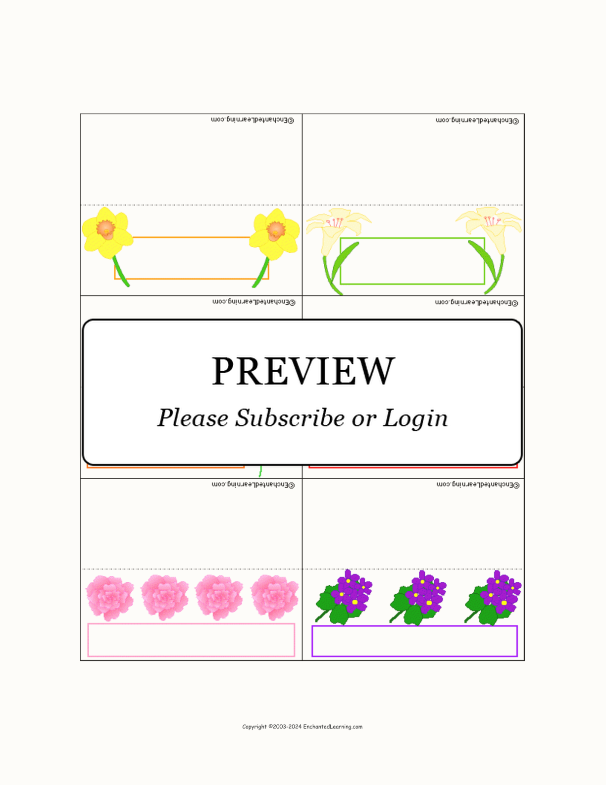 Flowers Placecards Template interactive printout page 1
