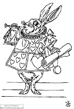 The White Rabbit, Dressed as a Herald, Blows a Trumpet (Coloring)