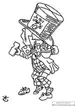 The Mad Hatter Arrives at Court to Testify (Coloring Page)