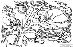 Cheshire Cat Coloring Page (Alice in Wonderland)