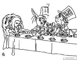 Mad Tea Party Coloring Page (Alice in Wonderland)