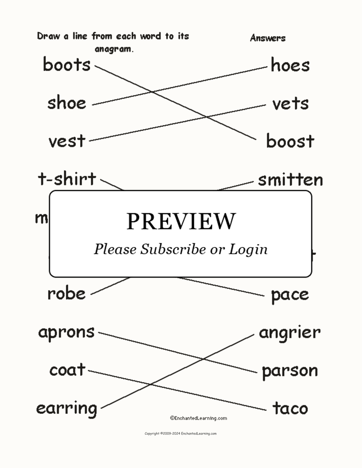 Match the Clothes Anagrams interactive worksheet page 2