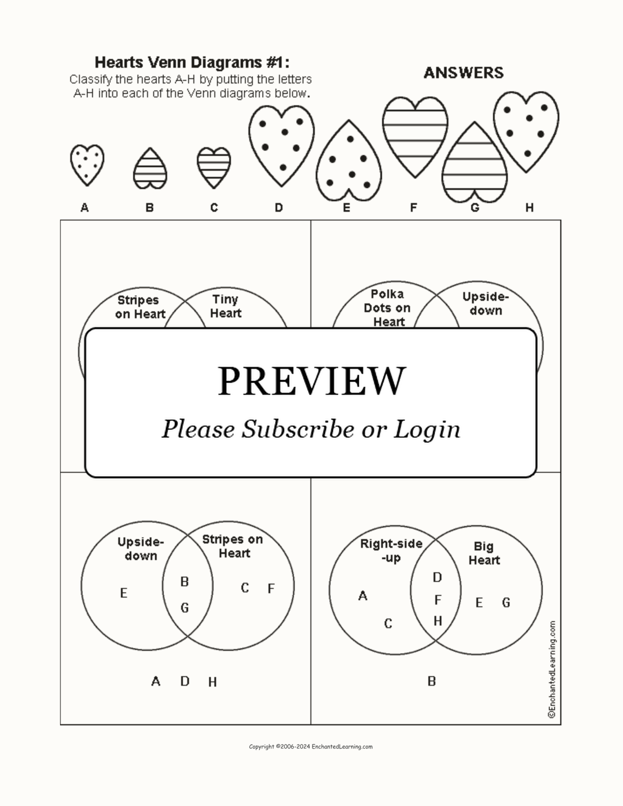 Hearts Venn Diagram #1 interactive worksheet page 2