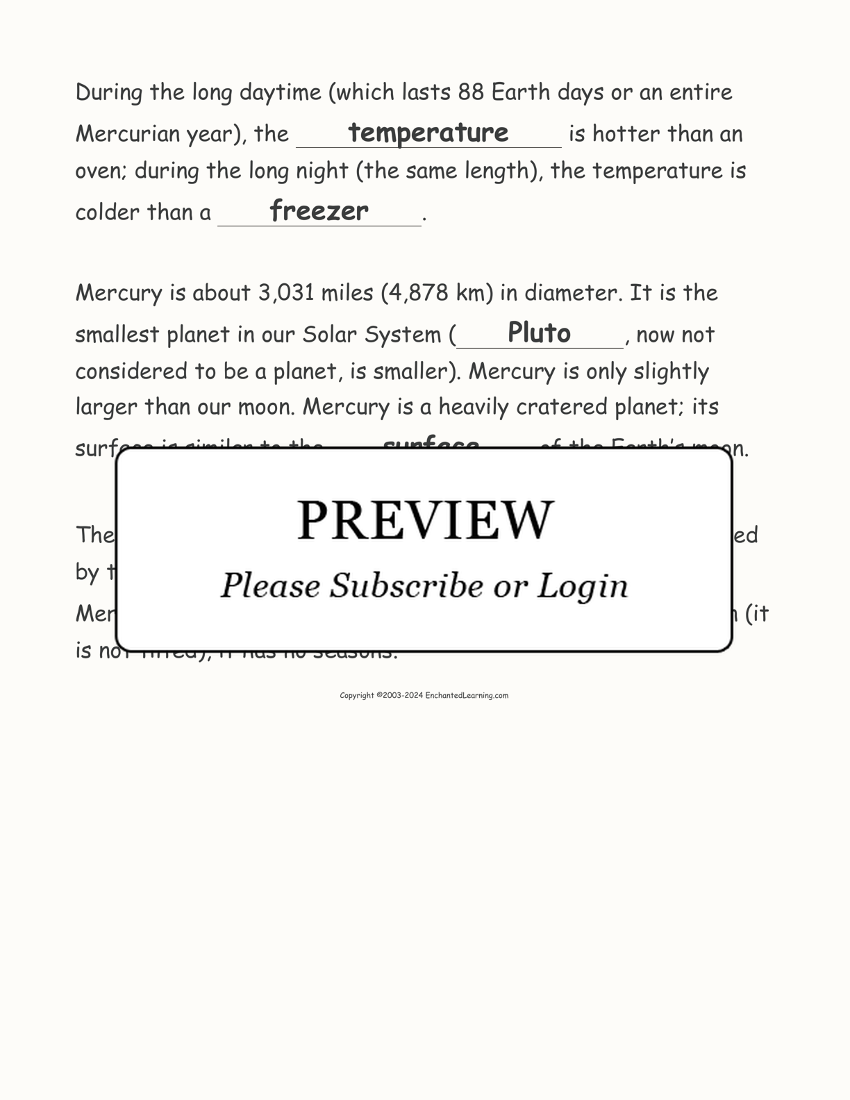 Mercury Cloze Activity interactive worksheet page 4